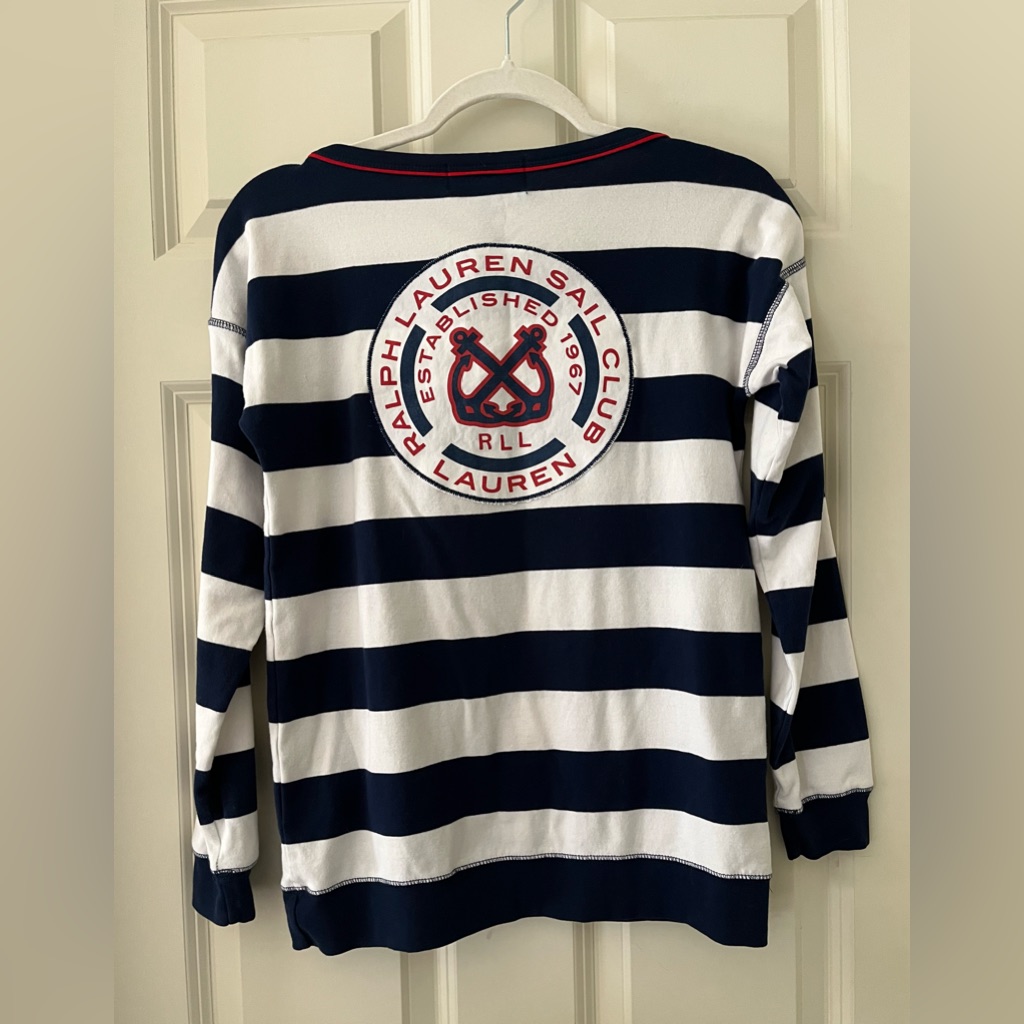 Women’s Ralph Lauren Active Sail Club Yacht Navy & White Striped Shirt Nautical